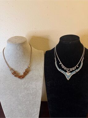 A bundle of 3 vintage rhinestone statement necklaces. Great Deal!!